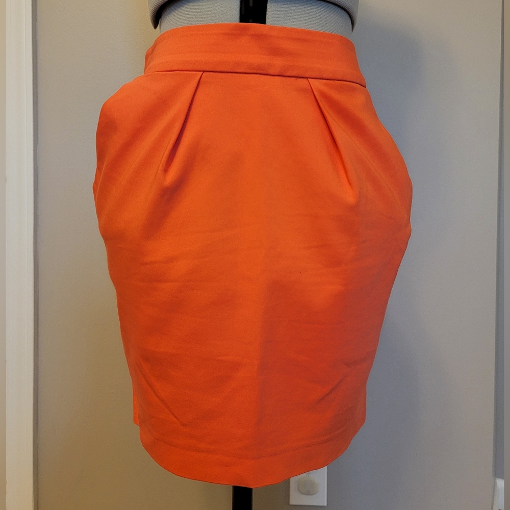 Zara Orange Bubble Skirt Knee-Length Casual